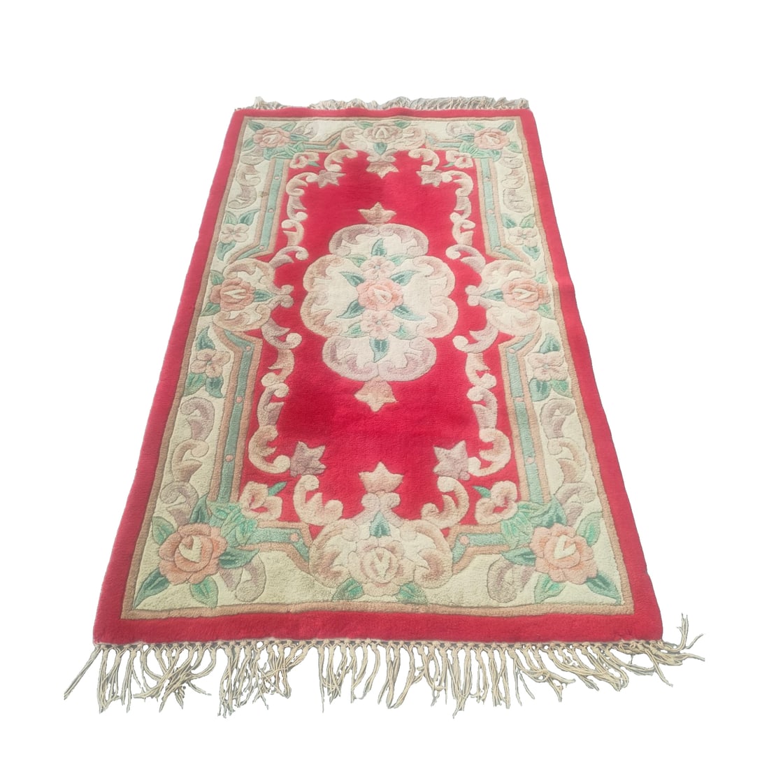 Large rectangular vintage wool carpet: Rectangular, large handwoven woolen antique carpet, total length 170cm width 91cm thickness 2 centimeters. The patterns are exquisitely detailed, with beautiful and unique floral designs. Freight:
