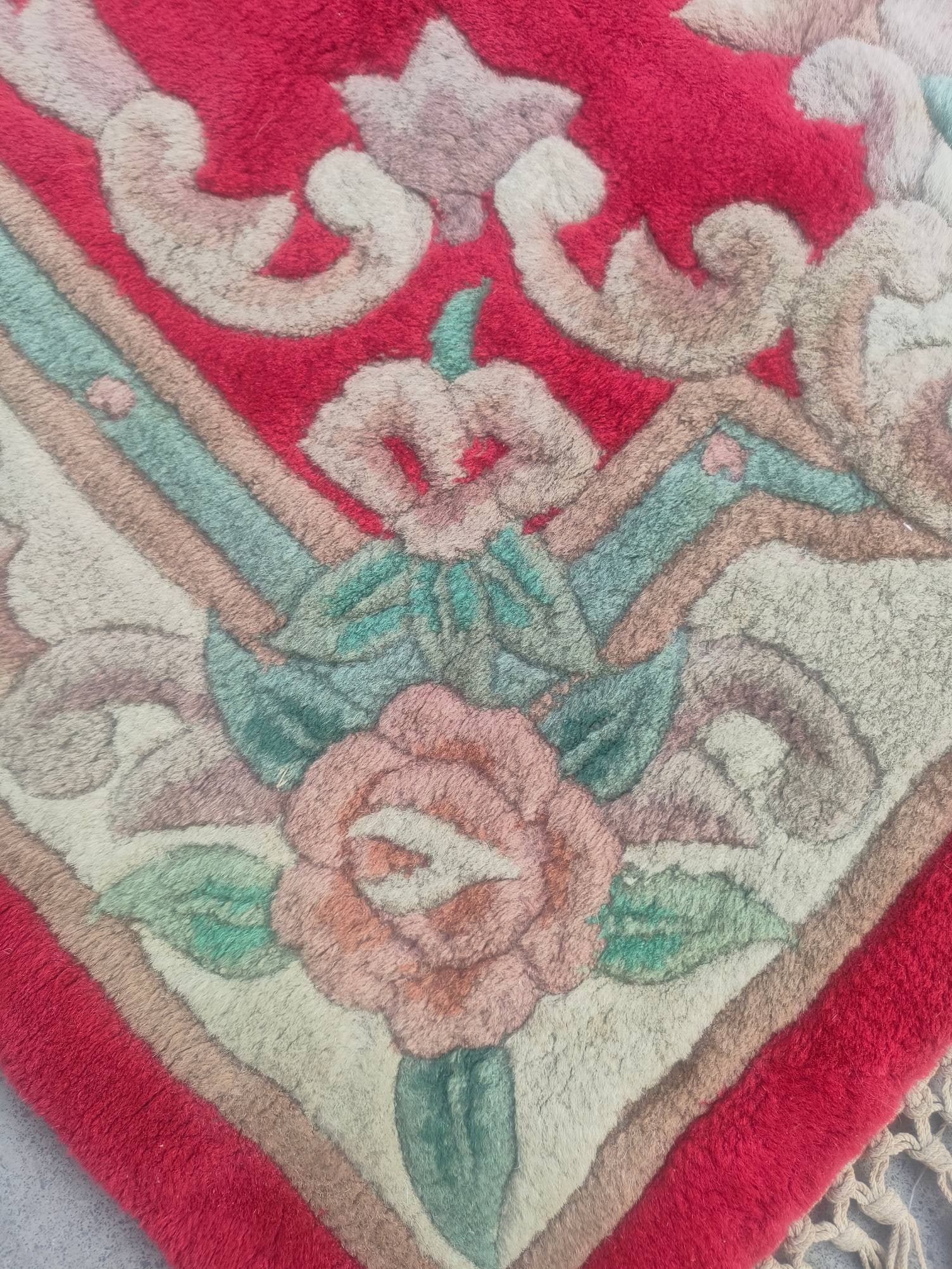 Large rectangular vintage wool carpet - 6