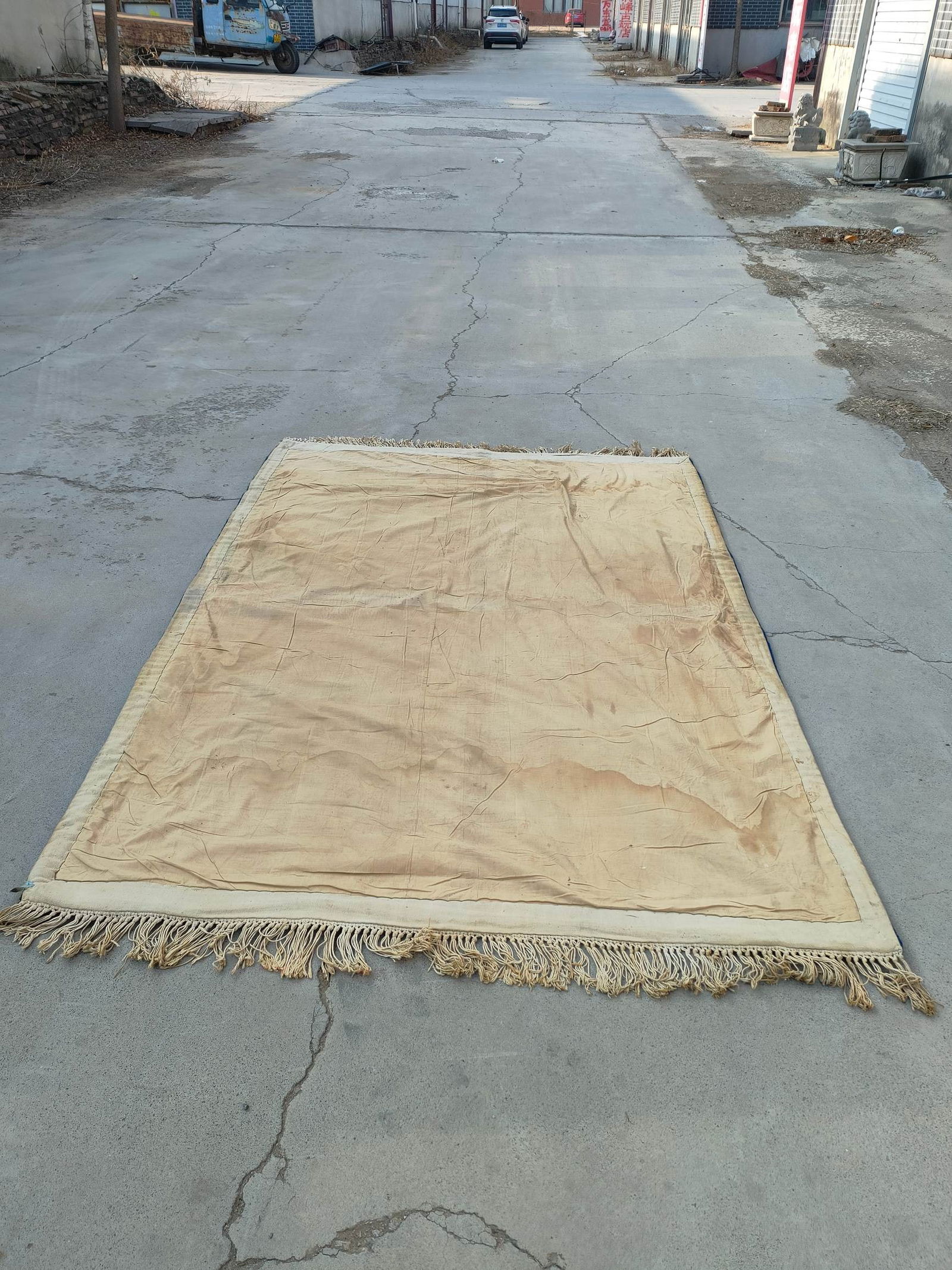 Large rectangular old wool carpet - 10