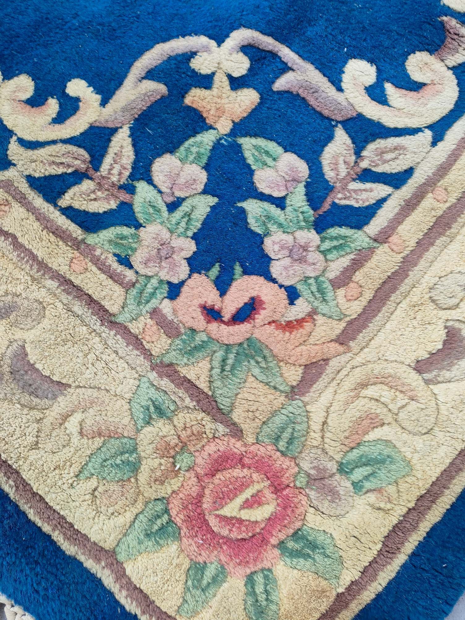 Large rectangular old wool carpet - 4