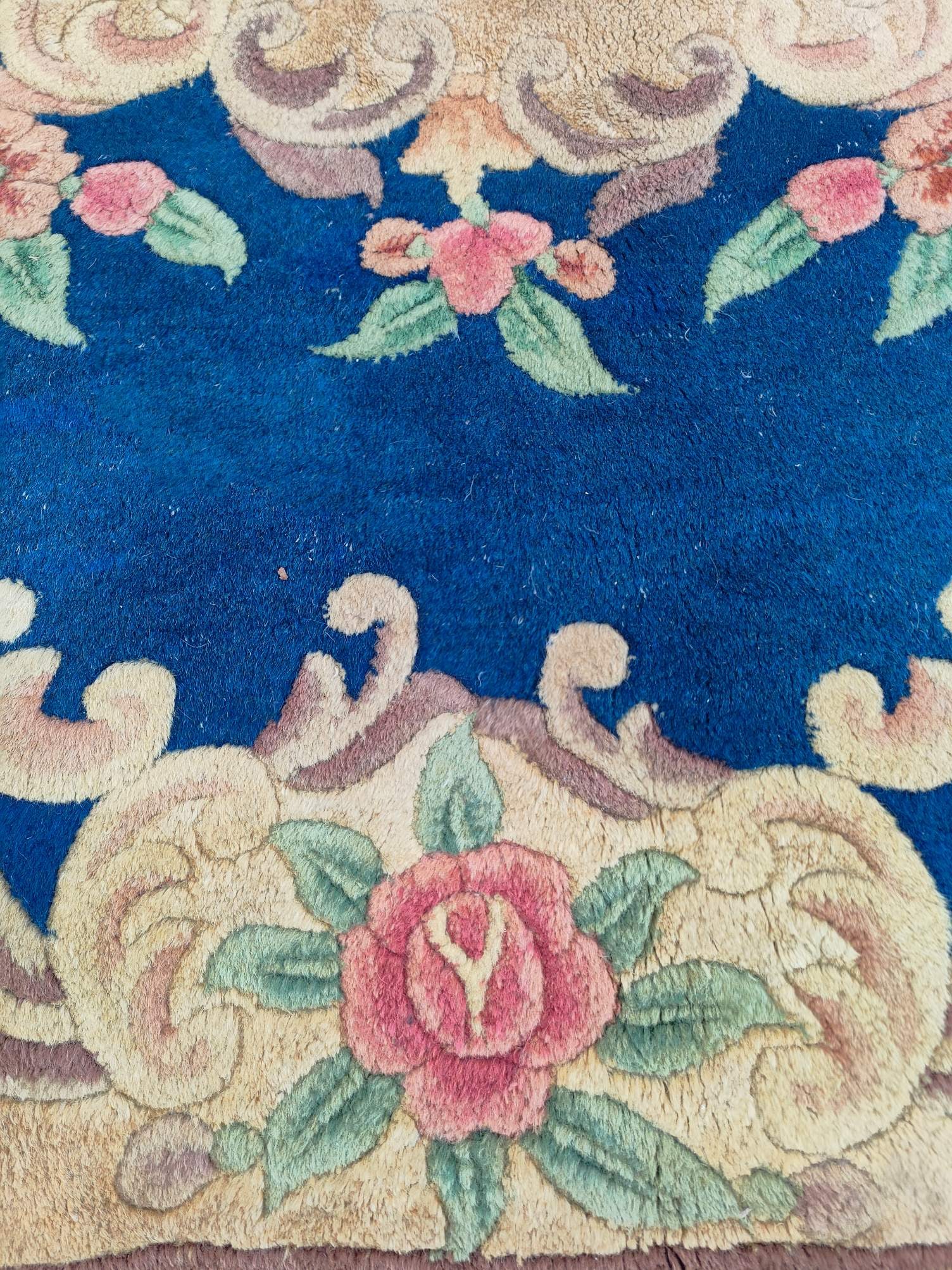 Large rectangular old wool carpet - 8