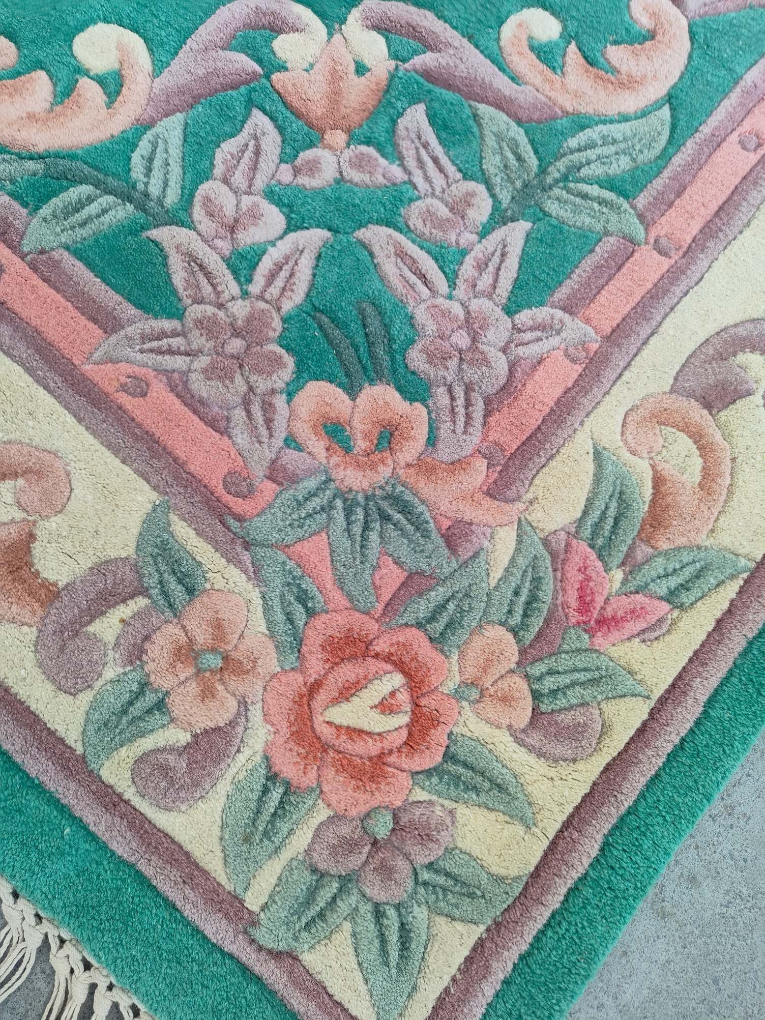 Large rectangular vintage wool carpet - 8