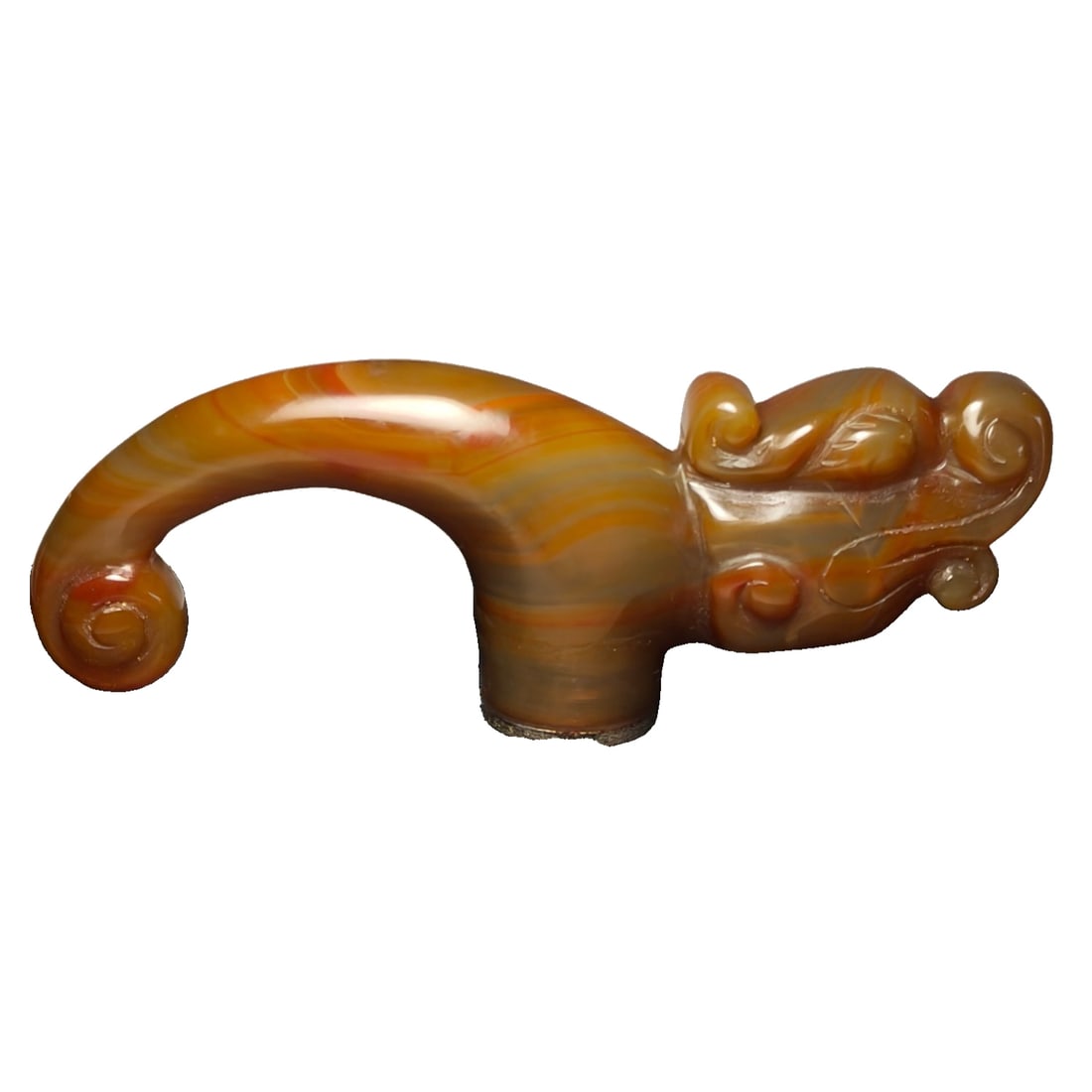 Qing Dynasty Style Agate Walking Stick Handle: Qing Dynasty style agate dragon head cane handle, 13 cm long and 5 cm high, weighs 168 grams Freight: 1.International Shipping: Foreign shipping costs are determined by the destination. 2.Photos,
