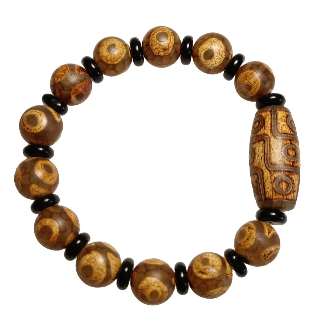 Ming Dynasty Style Old Agate Tibetan Dzi Beads Bracelet (1 of 10)