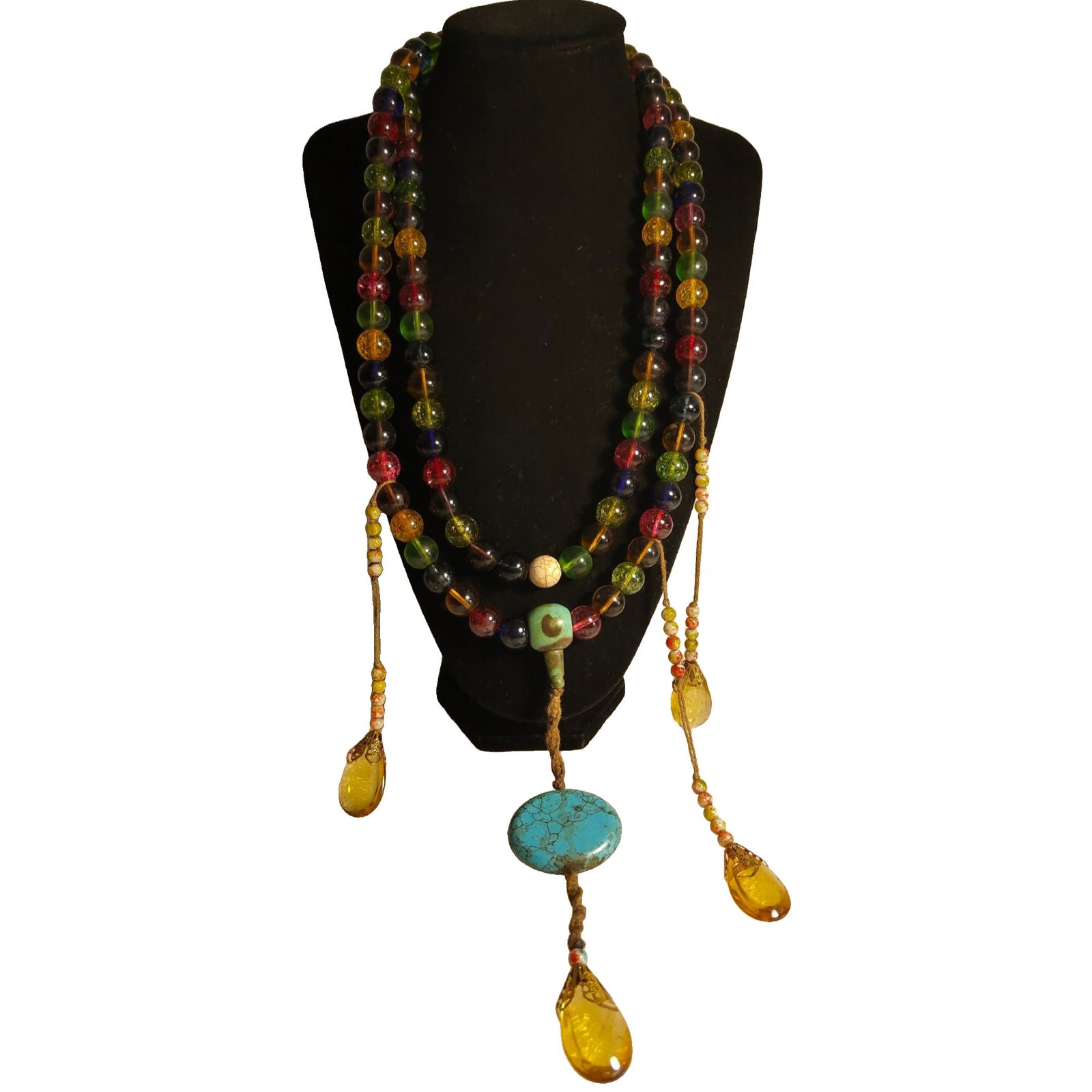Qing Dynasty Style Bixi Beads Mala: A Qing Dynasty style tourmaline court bead necklace, with a mature and aged patina, natural crackling, rich patina, and excellent color; flawless and a collector's item. The beads are 1.5 cm in