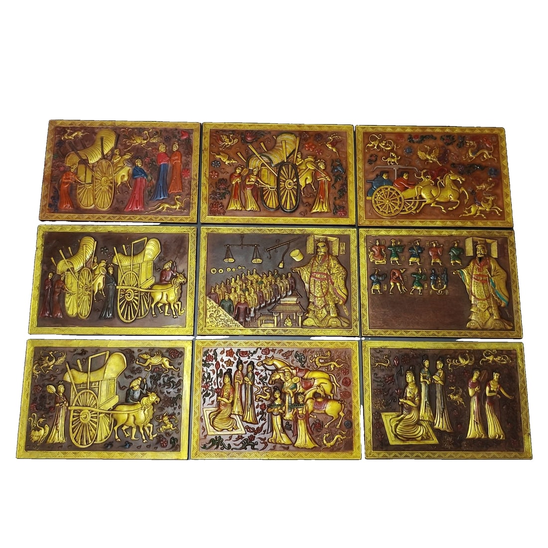 Set of Gilded and Painted Figure Murals (1 of 9)