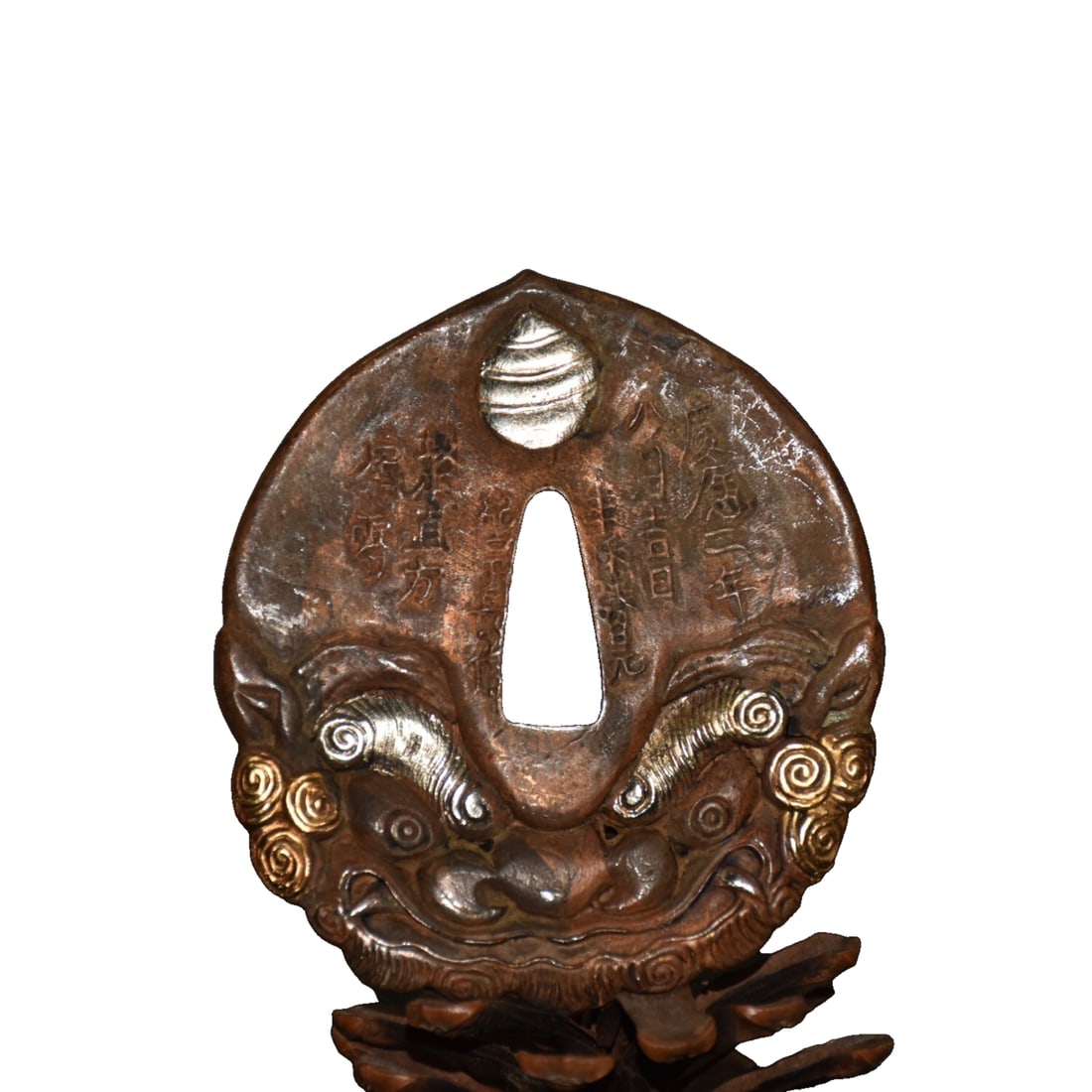 Gilt Copper and Silver Animal Head Knife Guard (1 of 10)