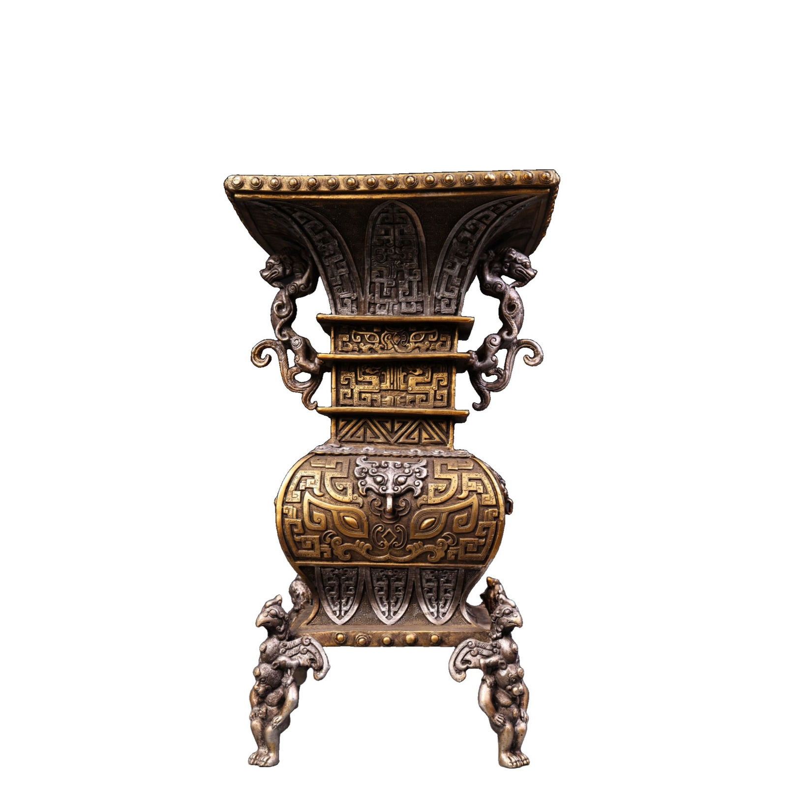 Engraved Copper Relief Craft Color-Painted Clay Silver Flower Vase (1 of 13)