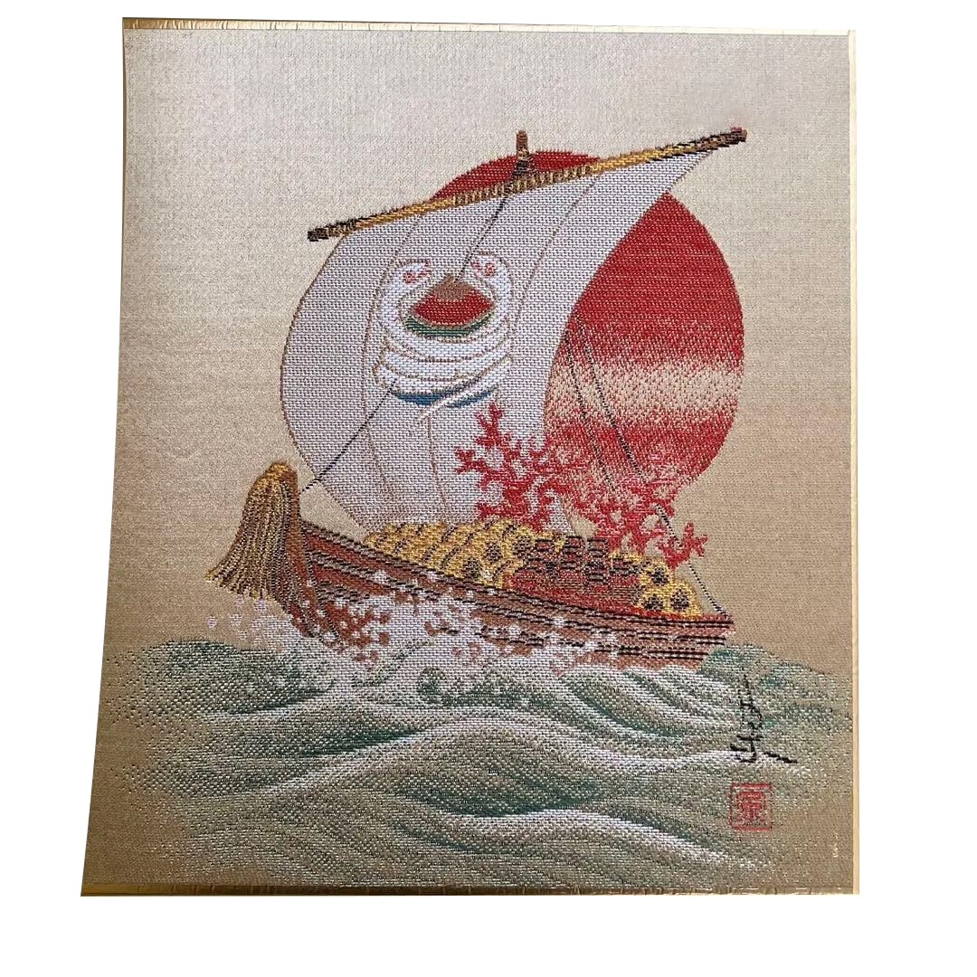 Saito Sota's 'West Array Nishijin Brocade Weaving Treasure Ship', original painting (1 of 7)