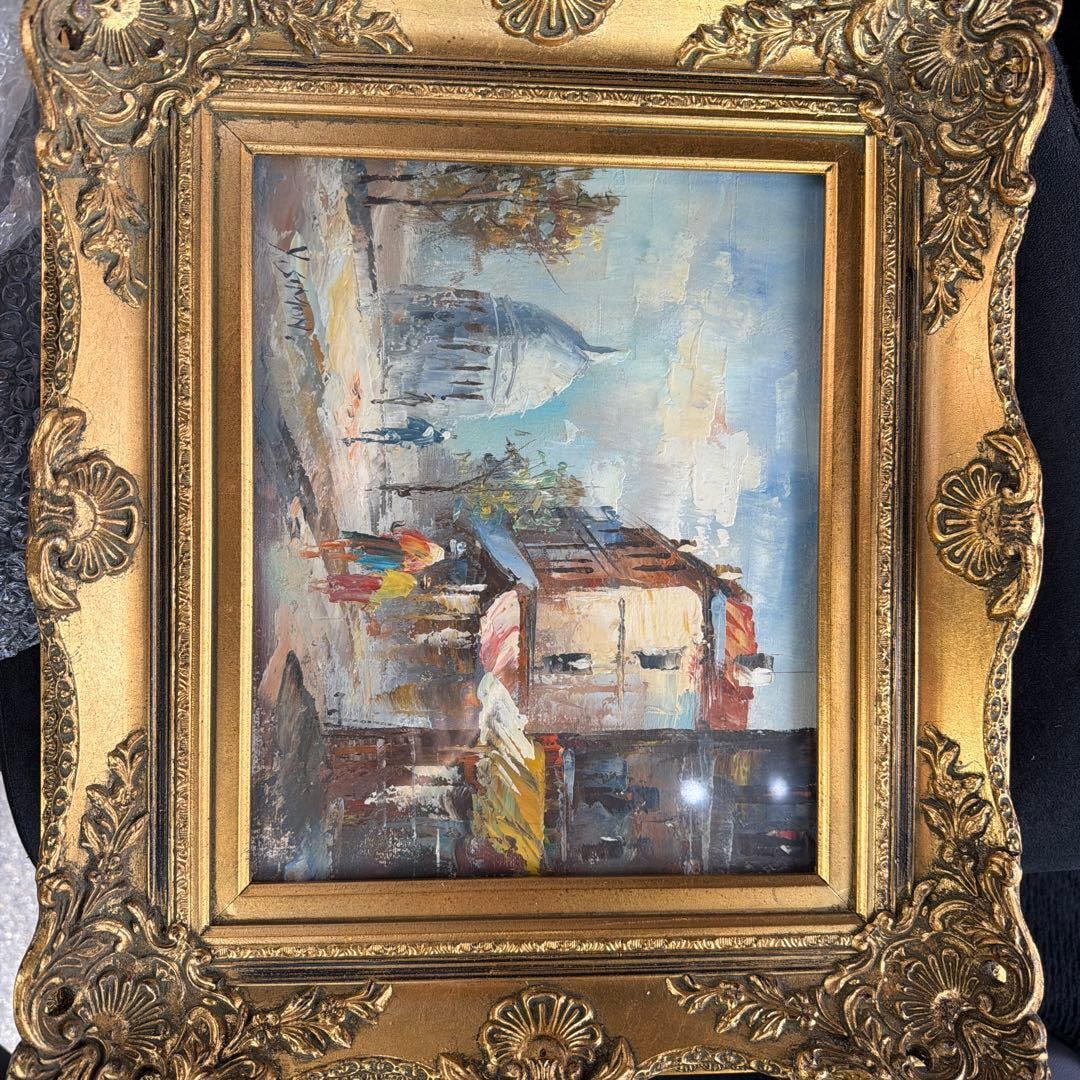 Y. Simoni oil landscape painting, with gold frame (1 of 4)