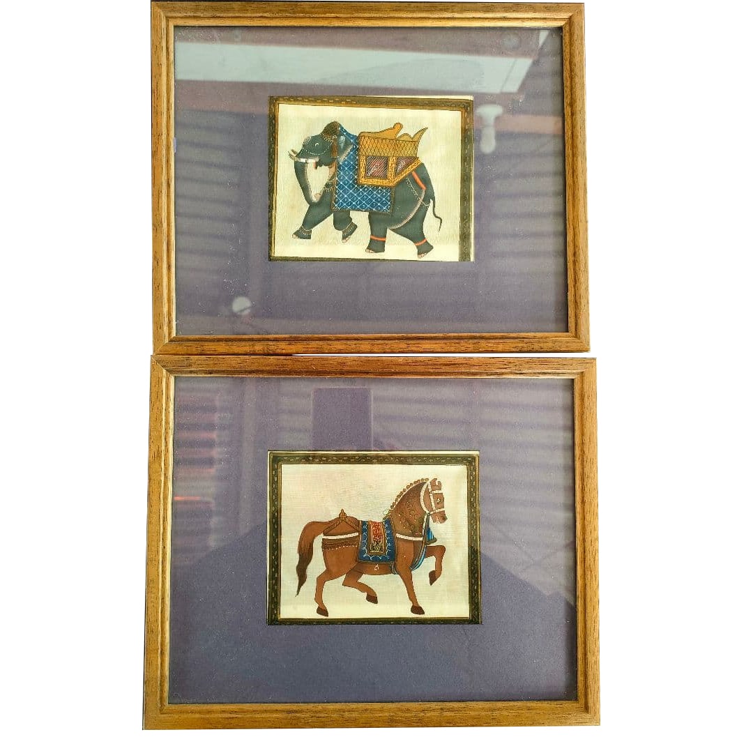 Indian Hand-Painted Miniature Elephant and Horse Set (1 of 9)