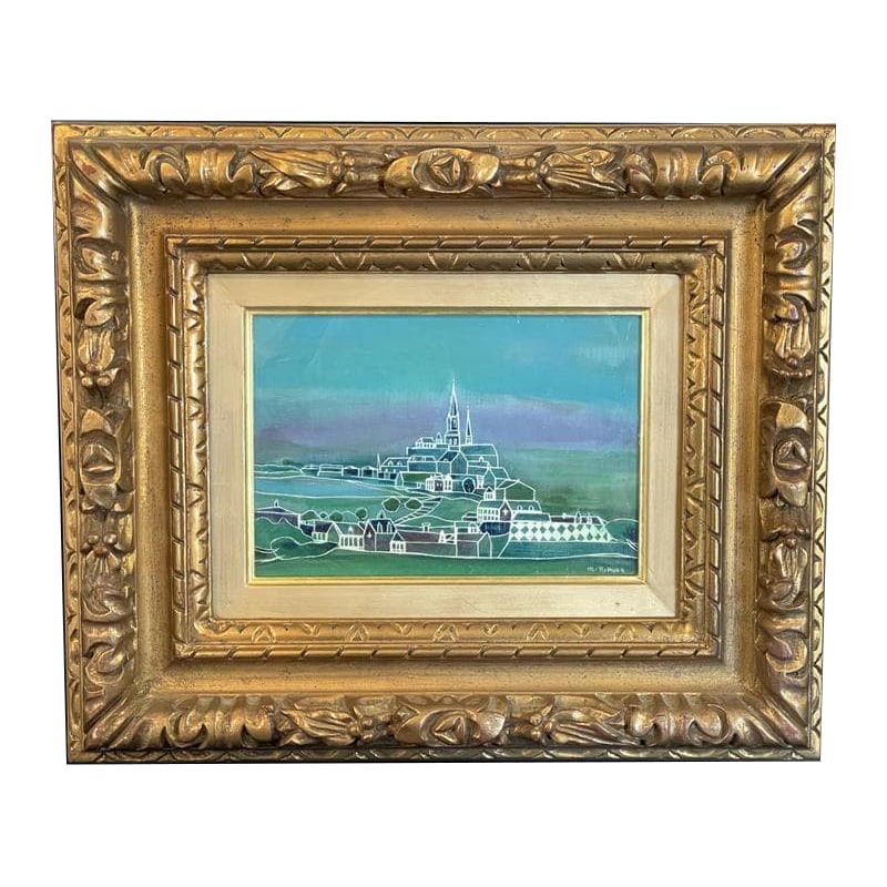 Original landscape oil painting by an anonymous artist, framed and signed (1 of 16)