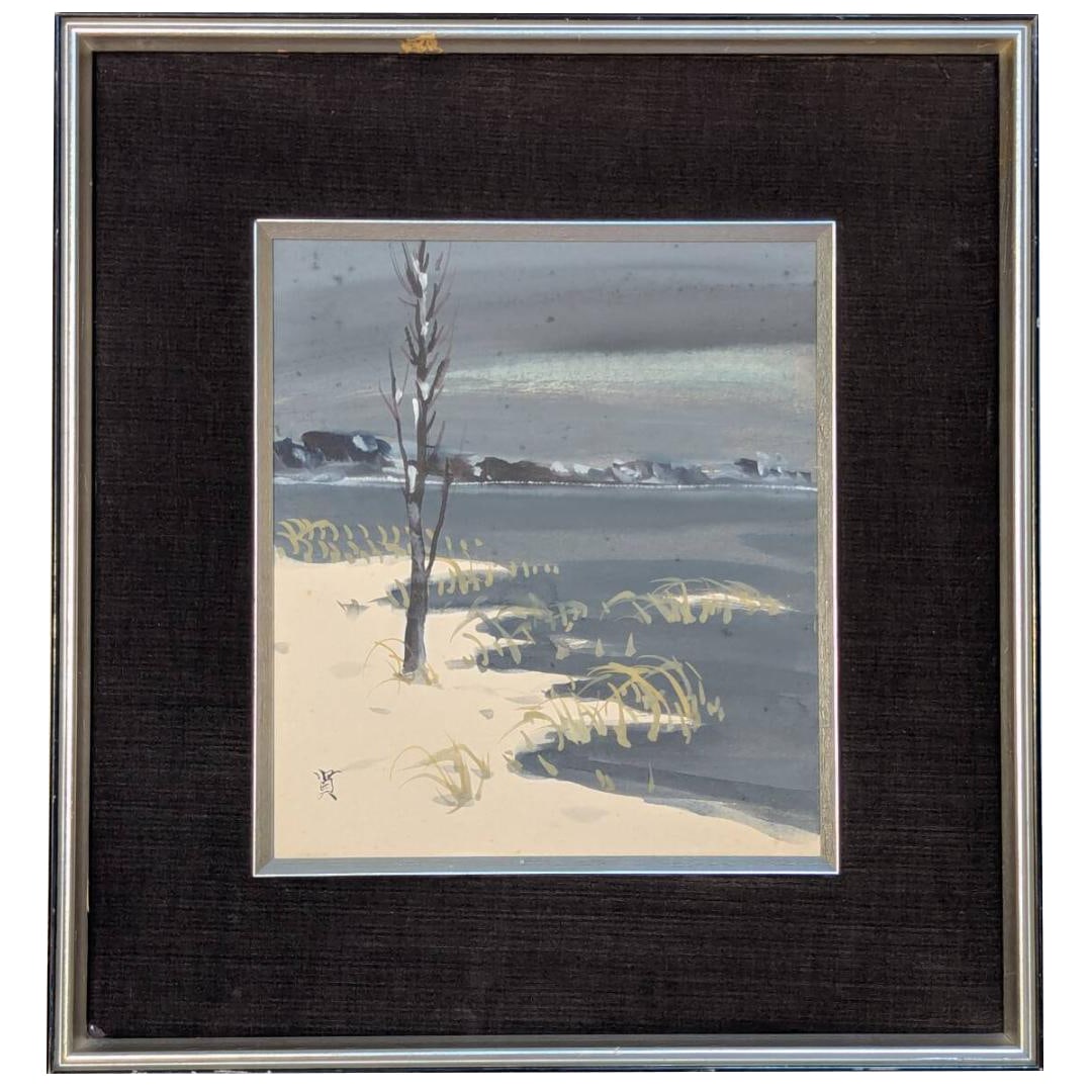 Koichiro Takahashi Watercolor Painting (Colored Paper), Impression of Snow at Man Lake (1 of 11)
