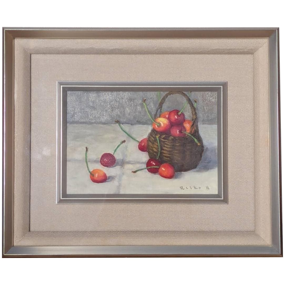 Cherry Basket by Nagao Reiko Oil Painting: Keiko Nagao is a contemporary Japanese Western-style painter.Although his exact birth and death years have not been disclosed, he was an active writer from the late 20th to the early 21st century.He m