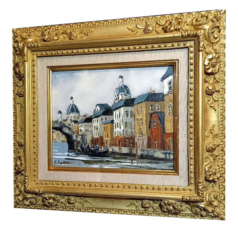 Hisashi Kurosawa Venice Venice oil painting signed Italy Golden Water City (1 of 13)