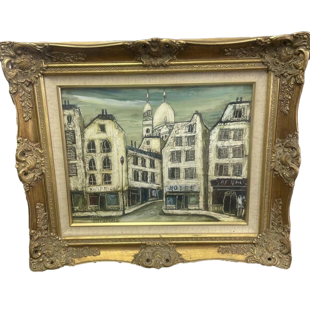 Dongdao Daisaburo's oil painting 'Montmartre', F4 size, certified by the second session jury, comes (1 of 4)