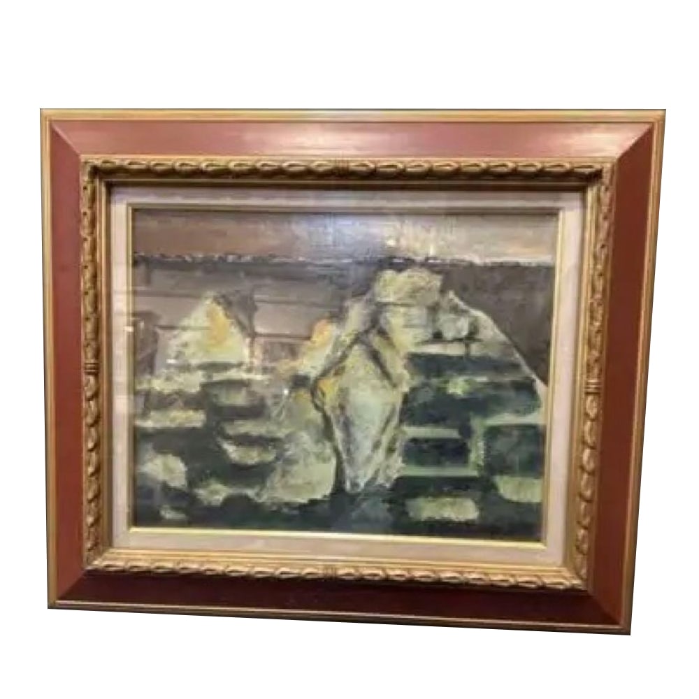 Asahina Seiji's work 'Inca Stone City', oil painting, carved frame, signed (1 of 8)