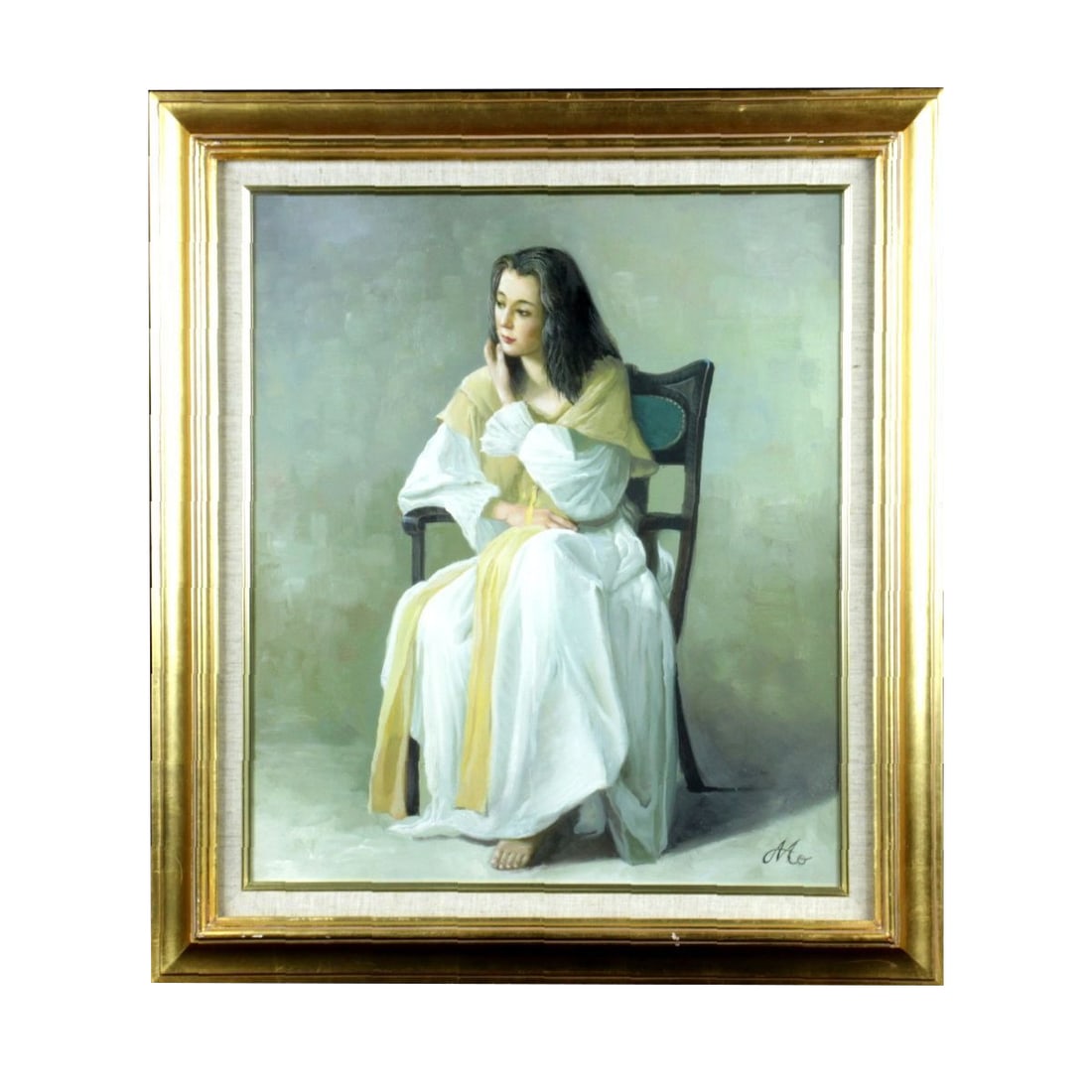 Moriyuki Morimoto 'Sitting Woman' Hand-painted Oil Painting (1 of 11)