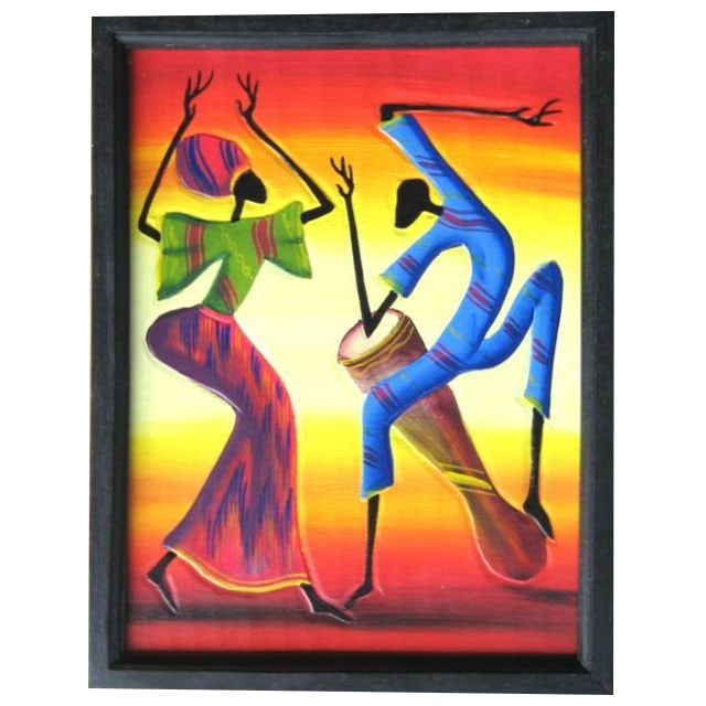 African Art, Decorations: This is African art, first the patterns are carved onto a wooden canvas, and then vividly painted.It's hard to see from the photo, but it is a sculpture, so it has an amazing three-dimensional feel.Al