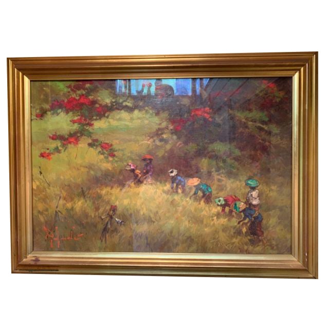 Oil painting, Indonesian rural harvest season (1 of 4)