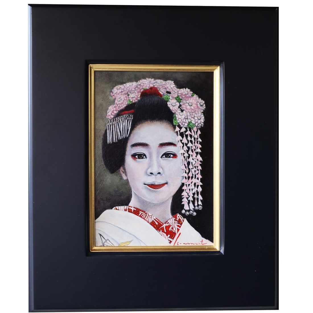 Oil Painting Geisha: Oil painting of a geisha, title: Irodori Hikaru in Color, December 2021External dimensions of the work: Width 30.0 cm x Height 36.0 cm Freight: 1.International Shipping: Foreign shipping costs are det