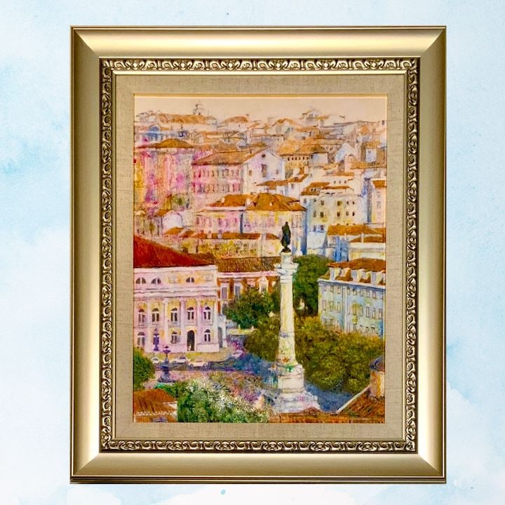 Landscape of Lisbon by Yoshinori Fuke: Yoshinori Fuke Cityscape Lisbon Painting, 2024, Frame size: 55.0 x 46.0 x 5.0 cmCanvas size F6 41.0 x 31.8 x 2.0 cm Freight: 1.International Shipping: Foreign shipping costs are determined by the dest