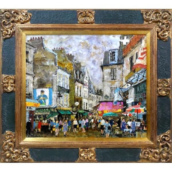 Xiao Yuxiong's 'Paris Morning Market' oil painting, a renowned Paris street scene by a famous (1 of 10)