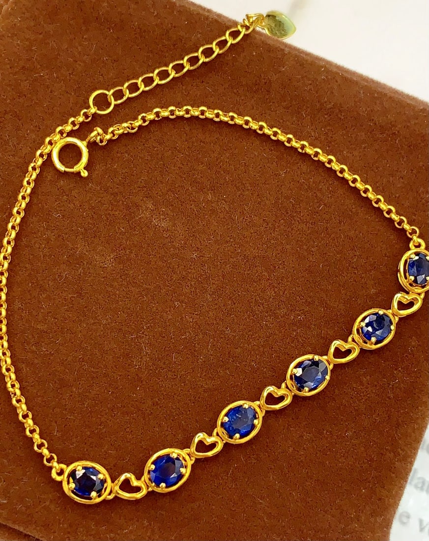 18k Natural Blue Sapphire Bracelet (1 of 6)