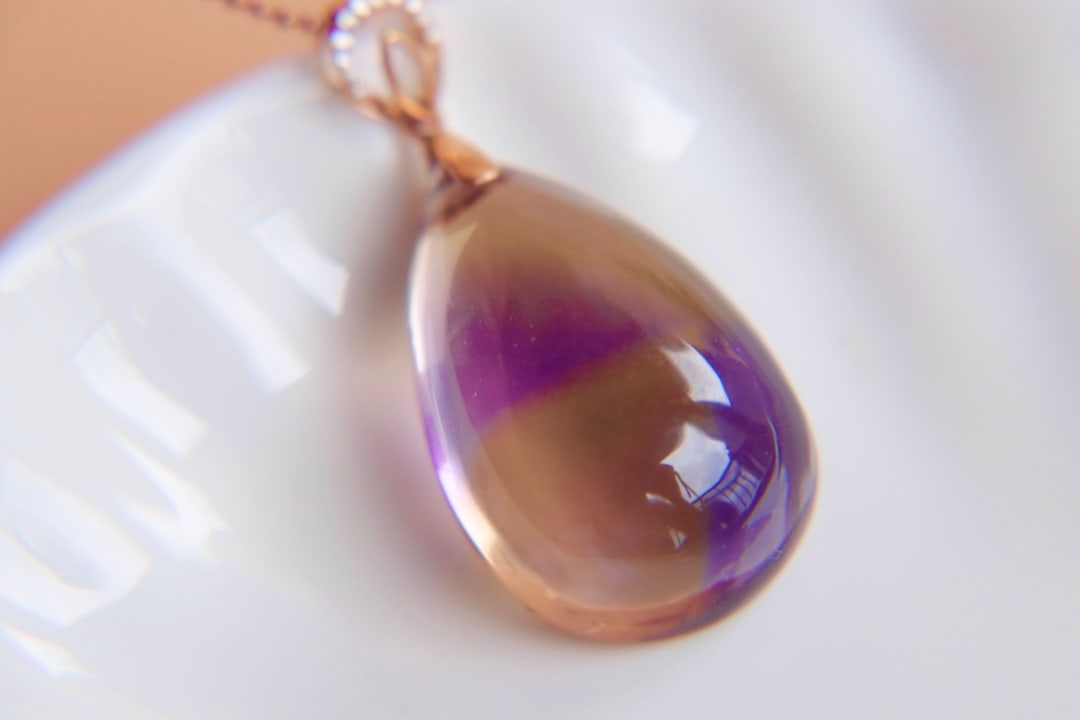 18K Gold Plated Double Color Amethyst and Citrine Diamond Pendant: 18K Gold Plated Bicolor Amethyst and Diamond PendantBeautiful color, clear crystal