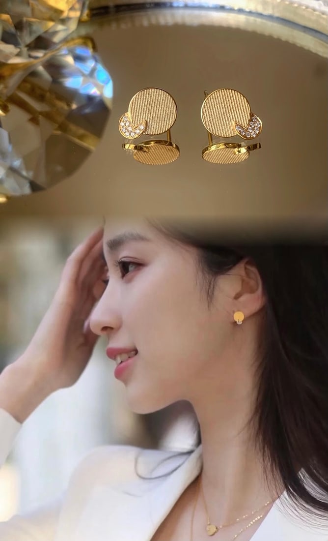 Set of 18K Gold Plated Diamond Necklace and Earrings (1 of 3)