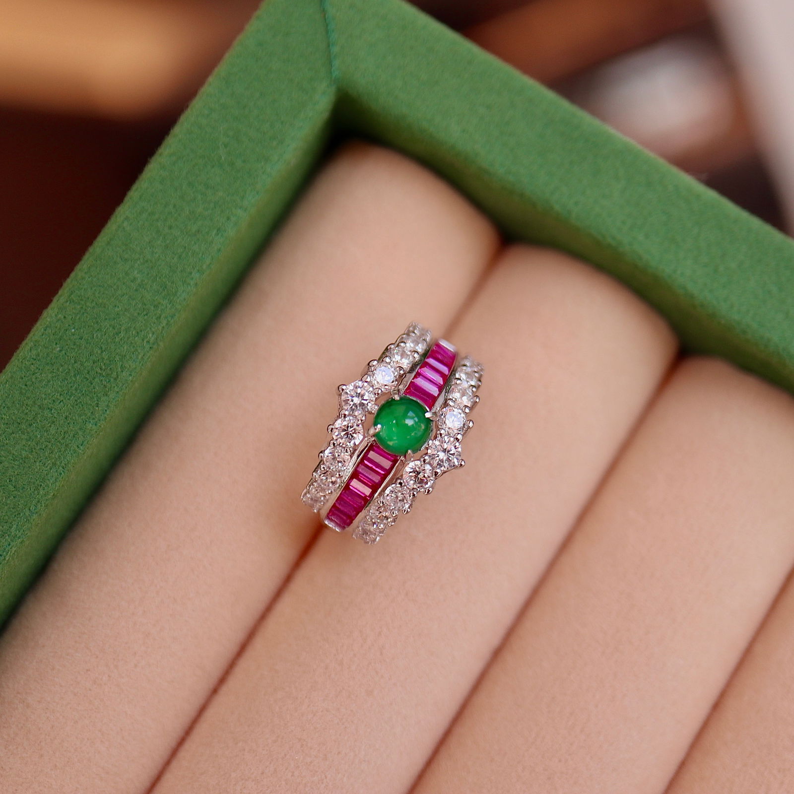 Natural Jade Sterling Silver Ring (1 of 7)