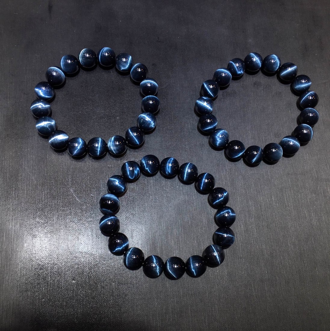 12mm Pure Natural South African Blue Tiger's Eye Bracelet: 12mm Pure Natural South African Blue Tiger's Eye Bracelet