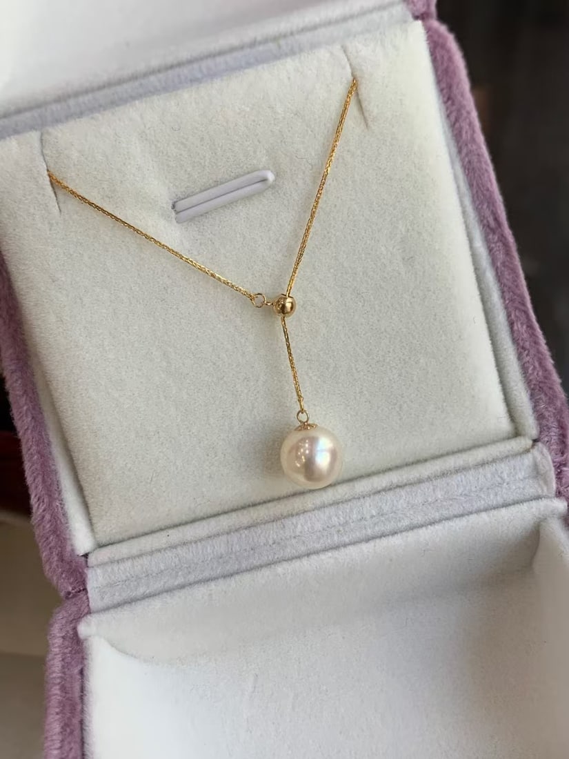 Pearl Y-shaped pearl necklace: 7-8mm Phoenix King's gold sea Akoya, luster is very brightAccessories 18k gold, even the chain is shiningCan be adjusted freely with the gold pearl