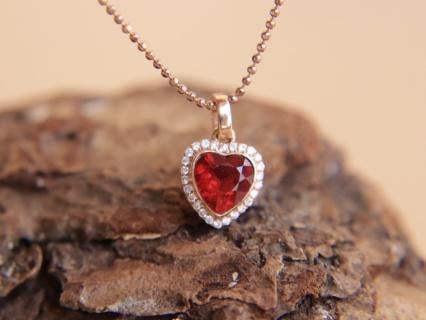 18K Gold Inlaid Ruby Color Sunstone Pendant (1 of 10)