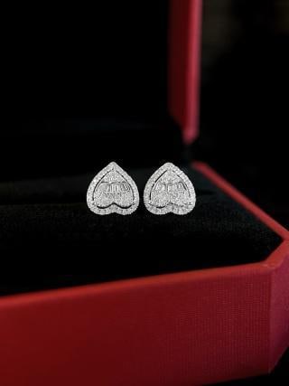 18K Gold Full Diamond Heart Stud Earrings (1 of 7)