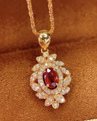 18K Gold Natural Ruby Pendant (1 of 7)