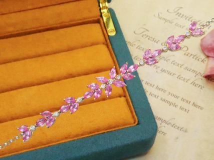 18K Gold Unheated Padparadscha Sapphire Bracelet: Name: No Fire Padparadscha Sapphire BraceletStone Weight: 5.10ctTotal Weight: 5.84gDiamonds: 0.09ct/9 pieces18k White Gold, Genuine Gold and Diamonds