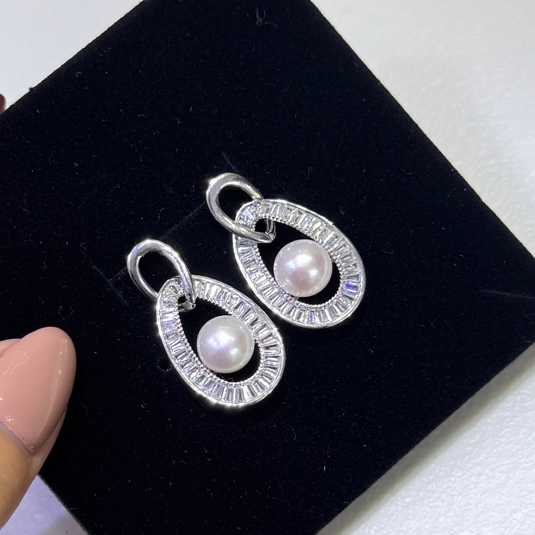 14K Gold Freshwater Pearl Earrings: Sugar Cube Drop Earrings, 8-9mm high quality natural freshwater pearls, 14k gold-plated silver, beautiful texture, elegant when worn