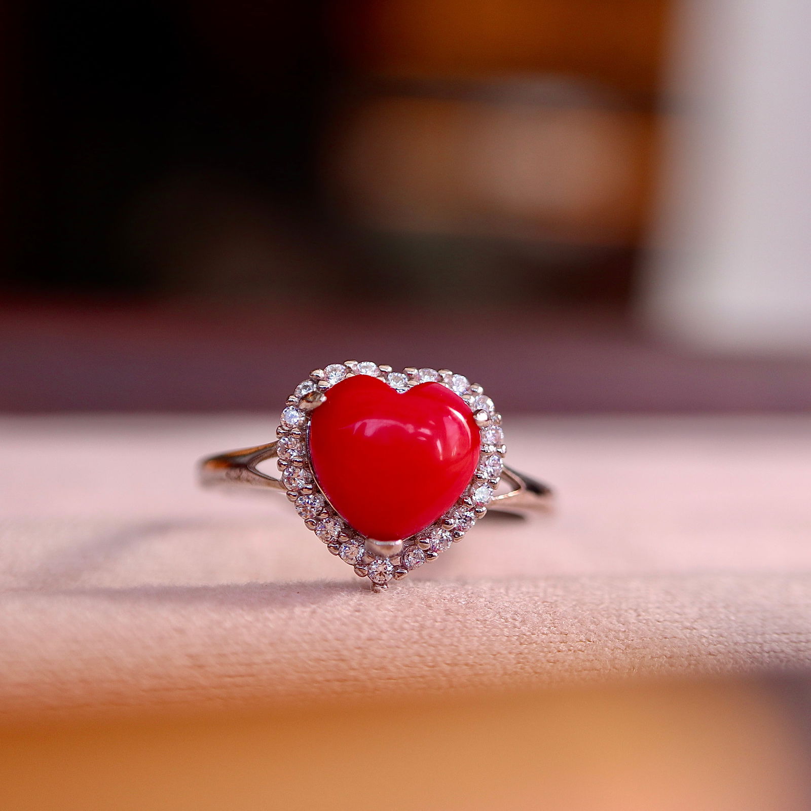 S925 Silver Red Coral Ring (1 of 8)
