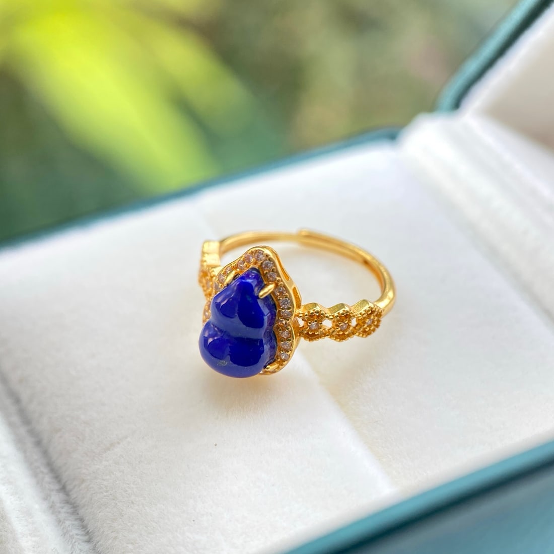S925 Silver Inlaid Lapis Lazuli Ring: S925 Sterling Silver Ring with Lapis Lazuli Inlay Natural Lapis Lazuli Gourd Ring About 7*10mm Prong Setting, Full and Solid S925 Sterling Silver Inlay, Elegant and Fashionable, Everyday Wear