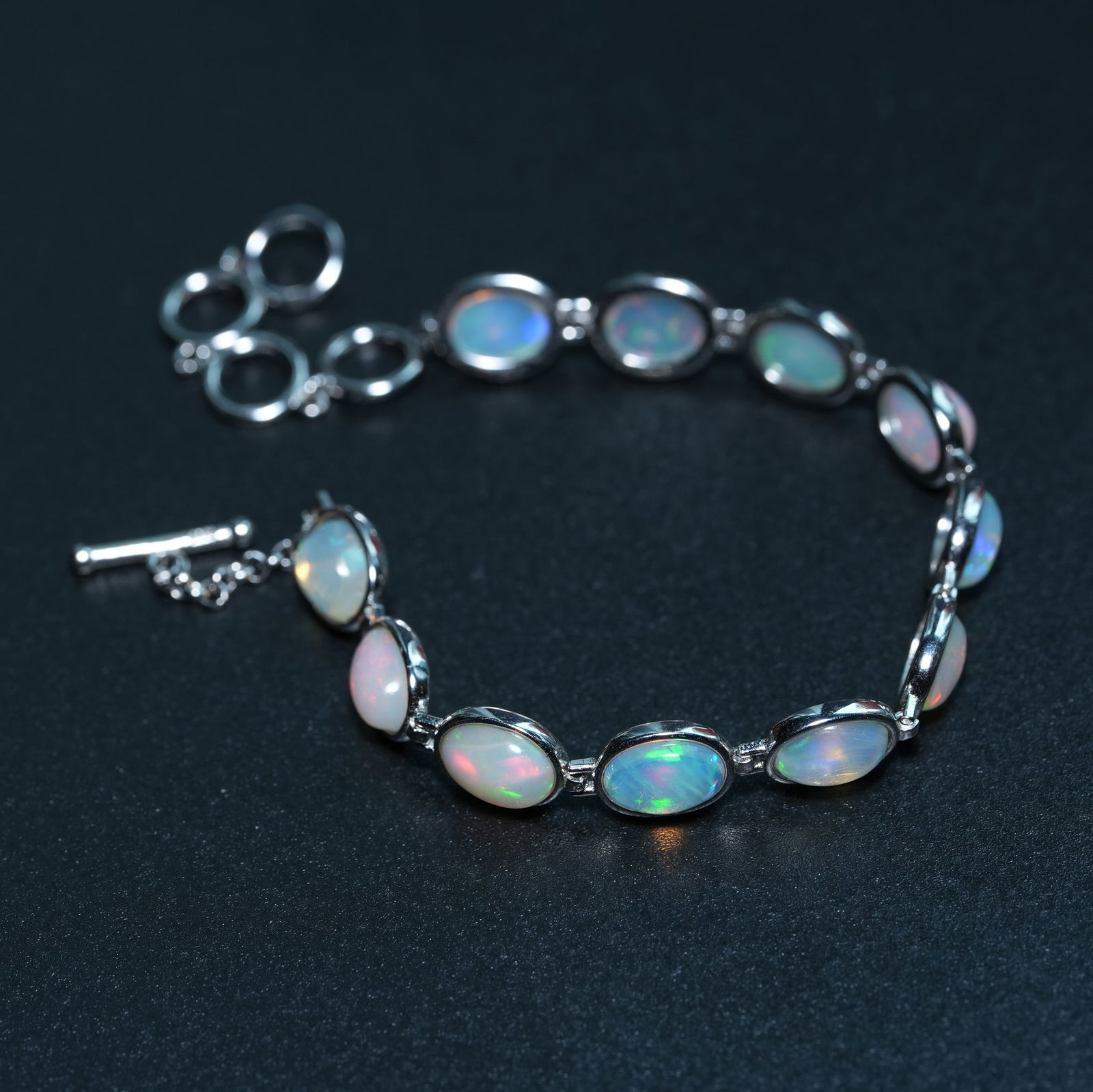 S925 sterling silver bracelet with natural opal (1 of 11)