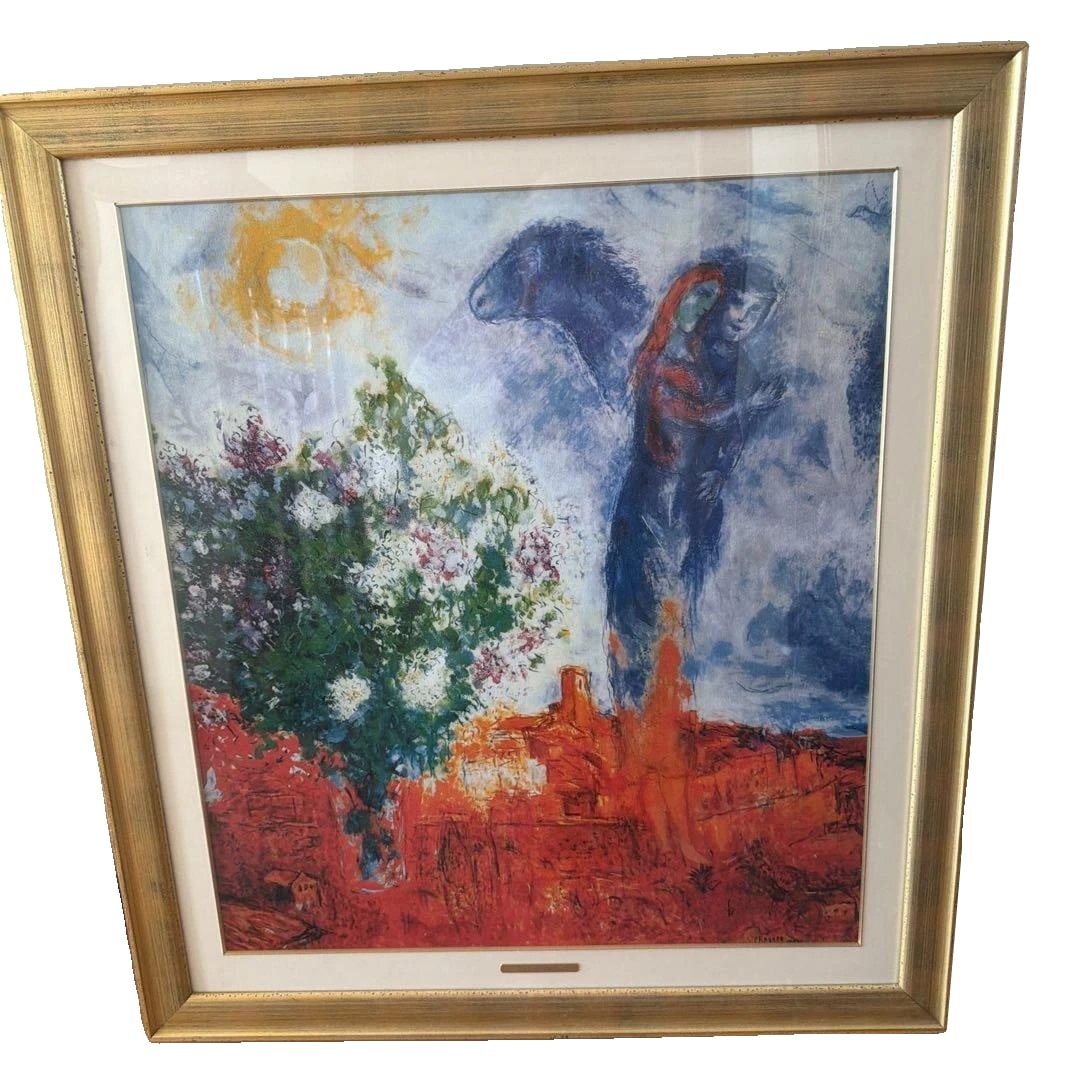Marc Chagall 'The Lovers Above Saint Paul': Marc Chagall, Lovers Over Saint Paul, frame sizeHeight 74.5Width 67 cm Freight: 1.International Shipping: Foreign shipping costs are determined by the destination. 2.Photos, descriptions and