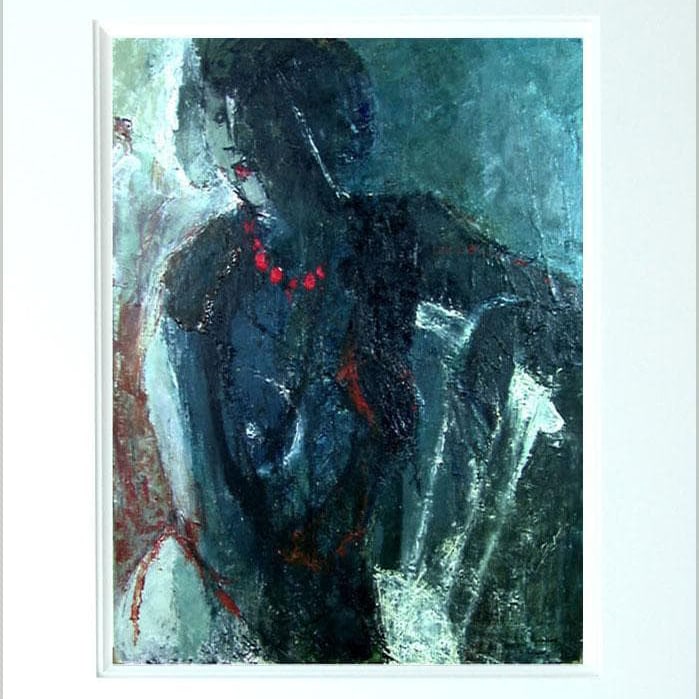 Ryoko Sugaya Oil Painting, Female Figure, Interior Decoration 1974: Ryoko Sugaya oil painting, featuring a female figure, interior decoration. Signed (with handwritten small characters either at the lower right corner, lower left corner, or other positions on the fron