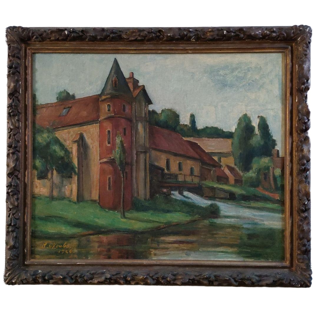 Master oil painter Okubo Sakujirou's representative work 'The Suburbs of Beauvais, France', 1926 (1 of 15)