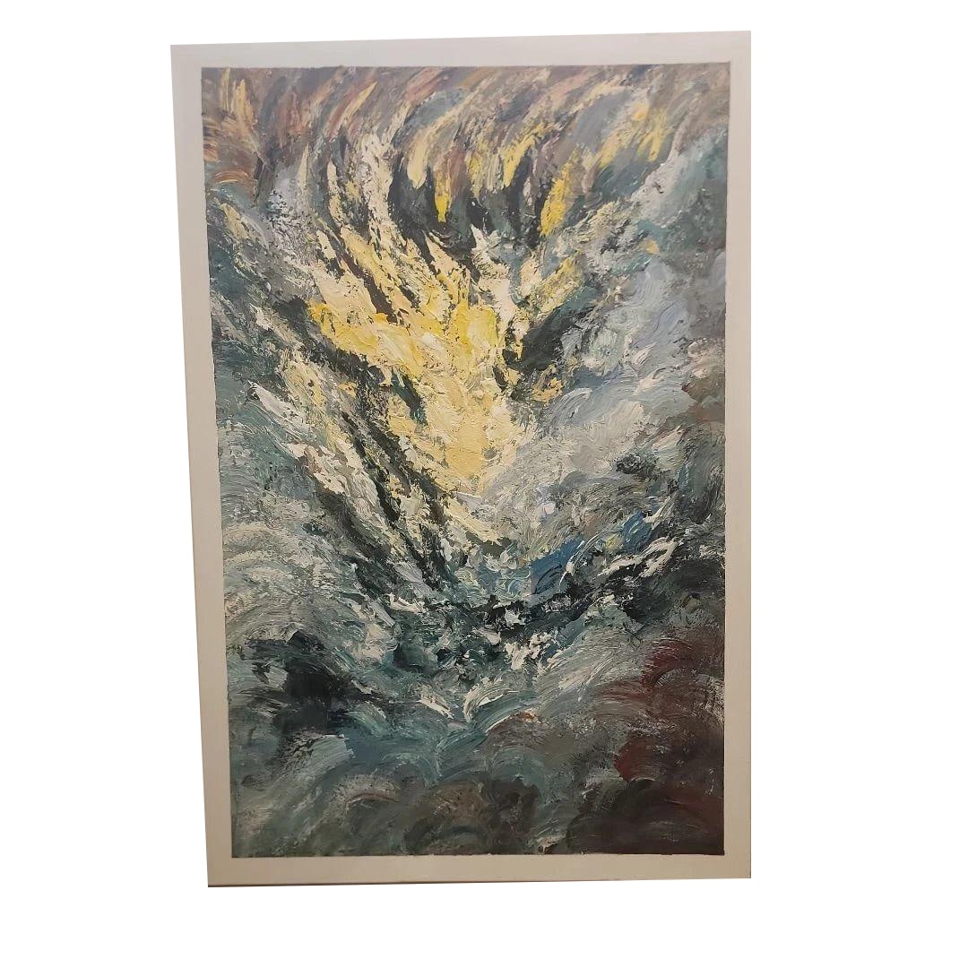 Abstract Oil Painting Blue and Yellow (1 of 5)
