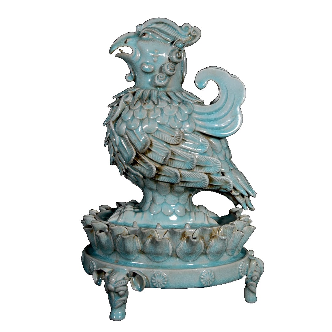 Ru Kiln Handmade Parrot Sculpture Ornament: Glaze Handmade Parrot Ornament, 21cm in height, 12cm in diameter Freight: 1.International Shipping: Foreign shipping costs are determined by the destination. 2.Photos, descriptions and valuations are
