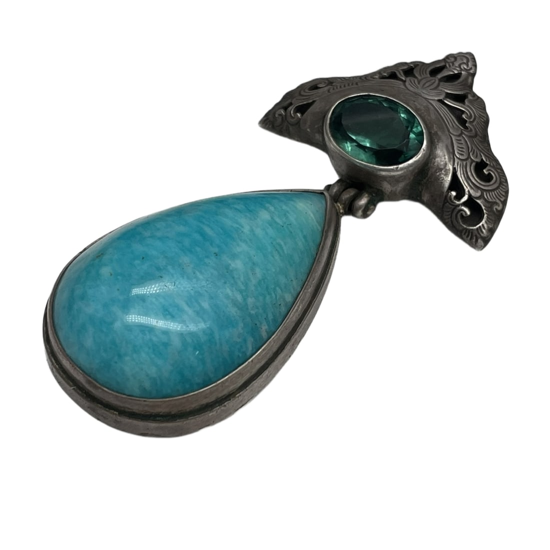 Collection Pure Silver Inlaid Tianhe Stone Sapphire Pendant (1 of 10)