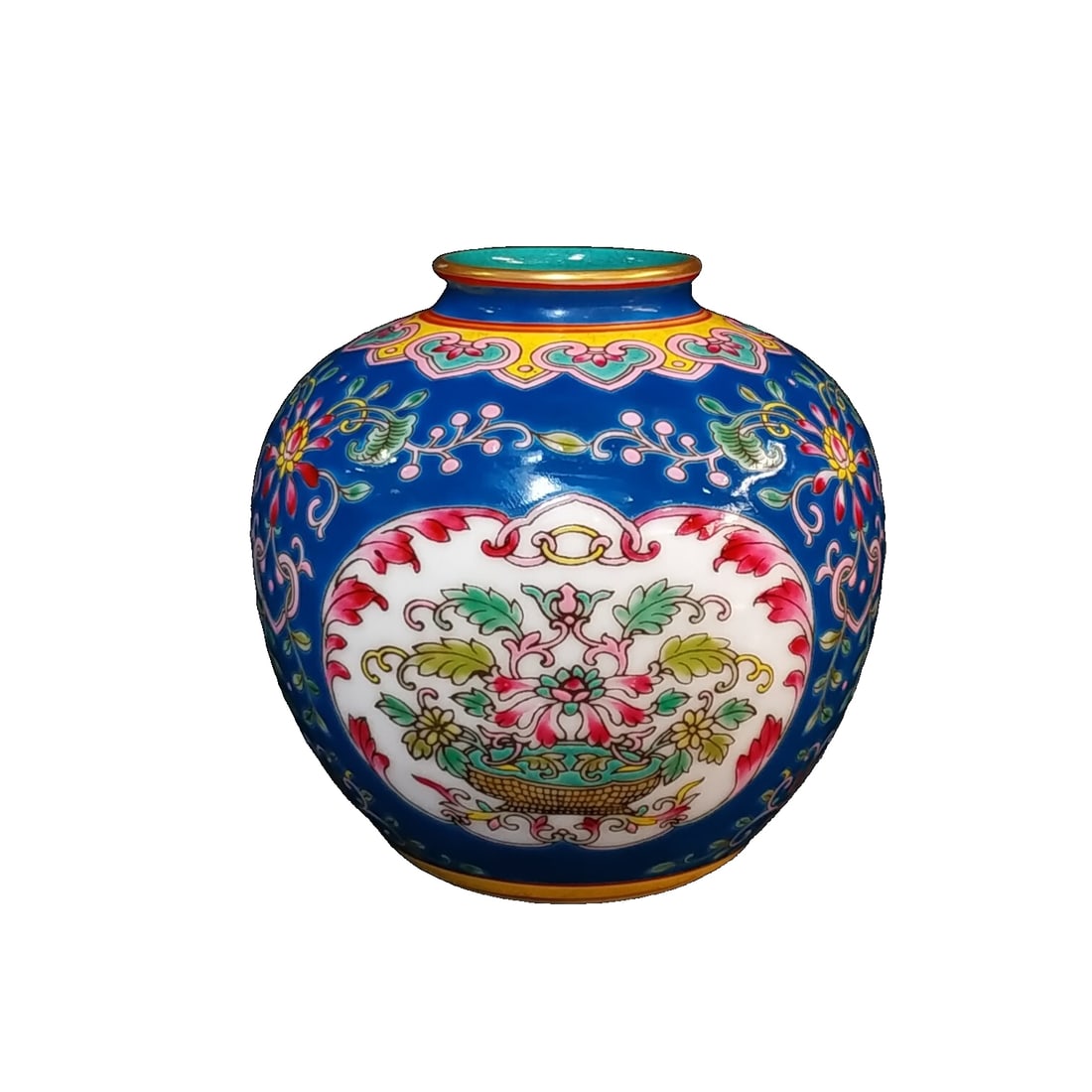 Qing Dynasty Yongzheng Cloisonné Hand-painted Floral Gold Trim Jar (1 of 10)
