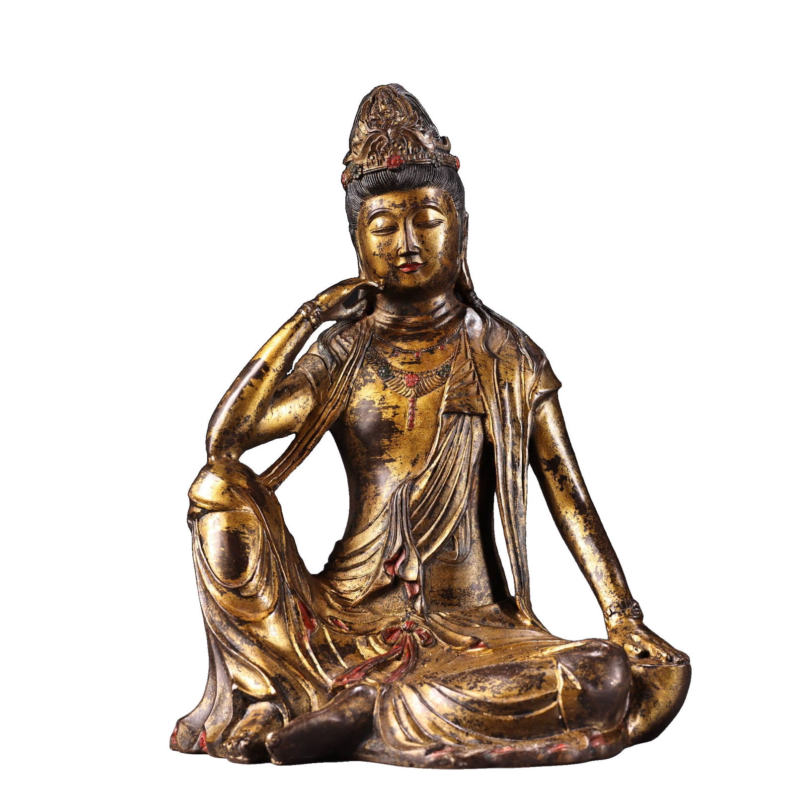 High Relief Engraved Gilt Bronze Guanyin Buddha Statue (1 of 11)