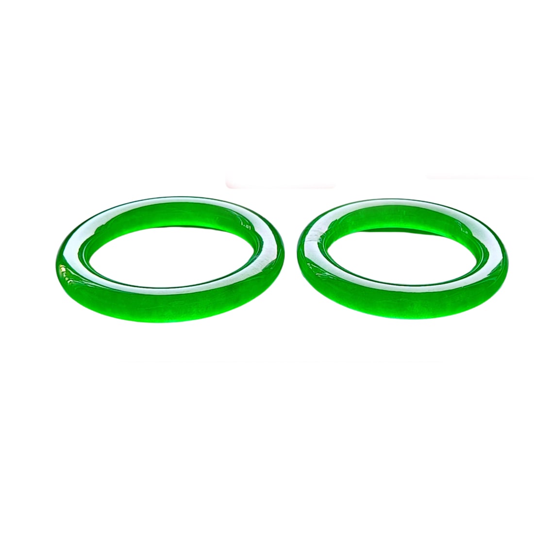 Top Grade Dragon Stone Type Imperial Green Jadeite Bracelets Pair (1 of 9)